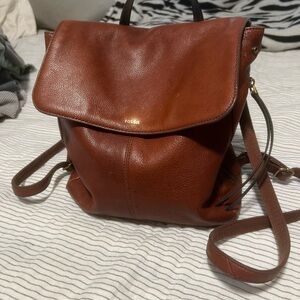 Fossil Brown Leather Backpack